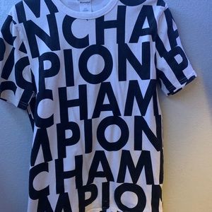 Black and white champion shirt